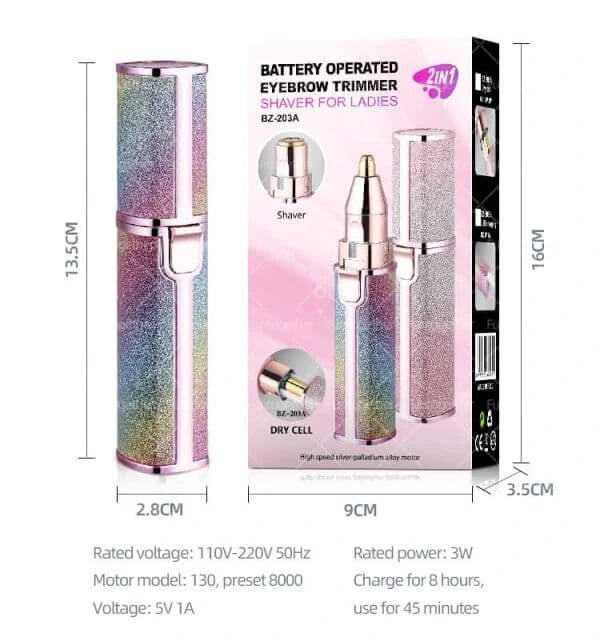 2 In 1 Eyebrow Trimmer For Women High Quality Hair Remover With Built-In Light