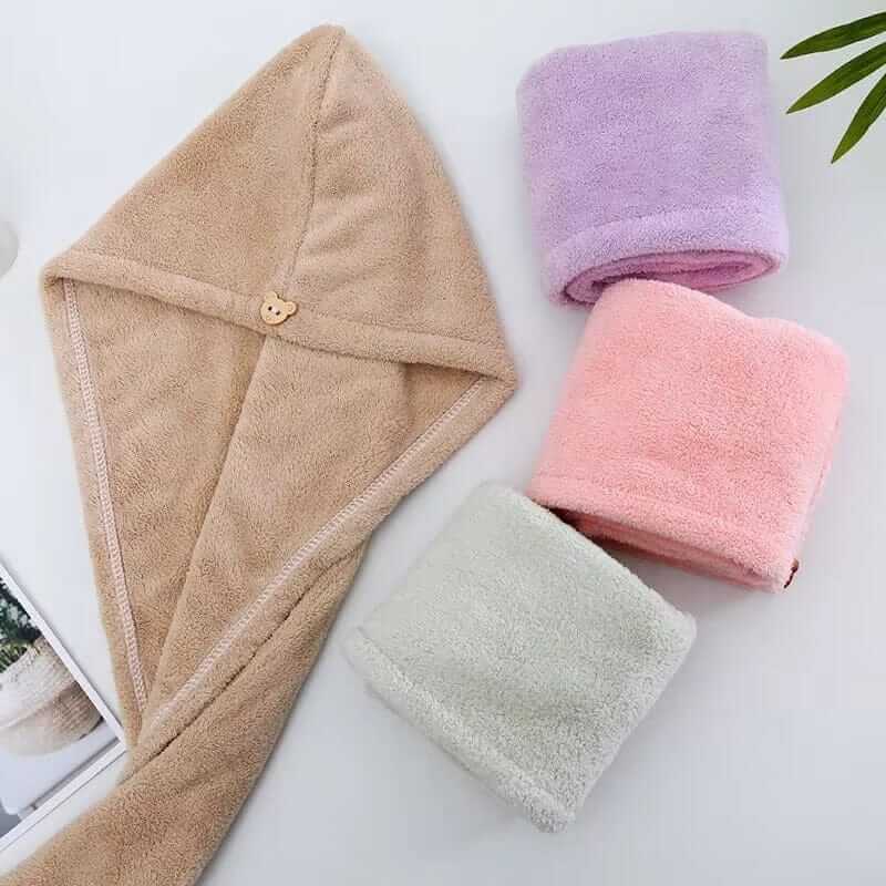 Hair Drying Towel Cap – Quick Dry, Soft & Absorbent Turban Wrap for Women