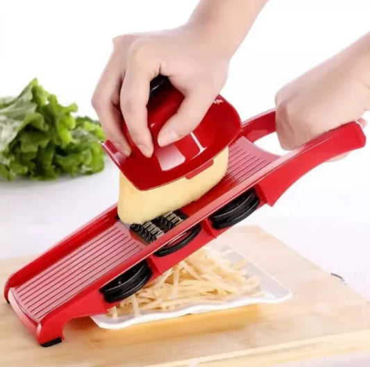 10 In 1 Mandolin Slicer Vegetable Cutter With Stainless Steel Blade Manual Potato Peeler Carrot Cheese Grater Nicer Kitchen Tool – Mandolin Vegetable Cutter – Red Color