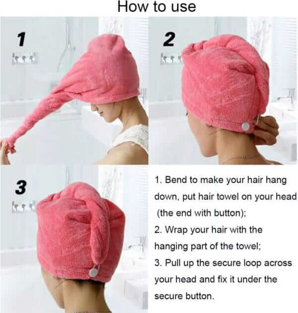 Hair Drying Towel Cap – Quick Dry, Soft & Absorbent Turban Wrap for Women