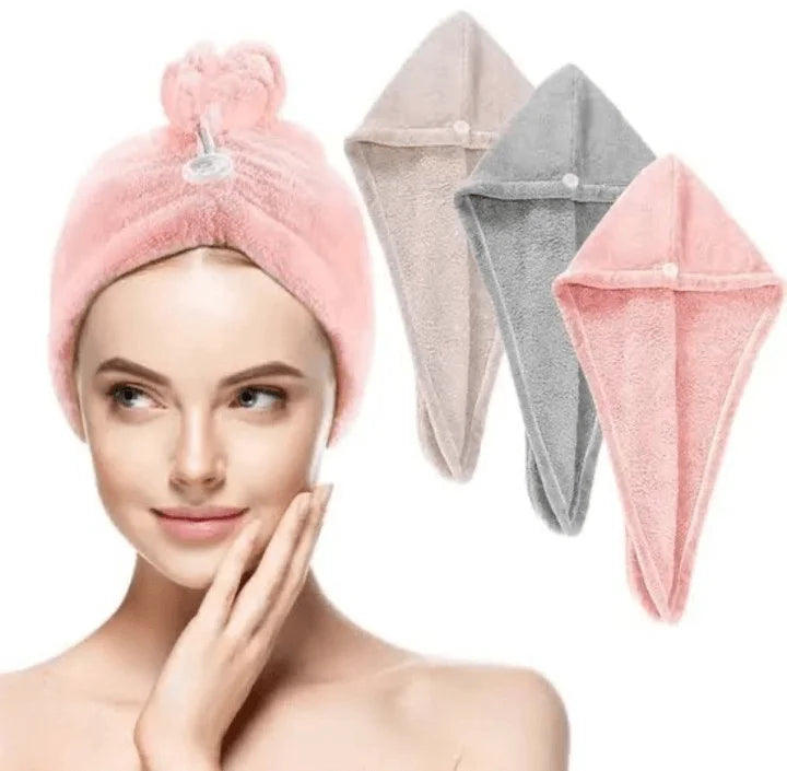 Hair Drying Towel Cap – Quick Dry, Soft & Absorbent Turban Wrap for Women