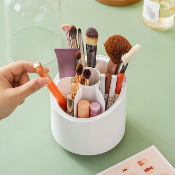 Brush Container Makeup Brush Holder Dust-proof Rotating Plastic Lipstick Eyebrow Pencil Vanity Supplies