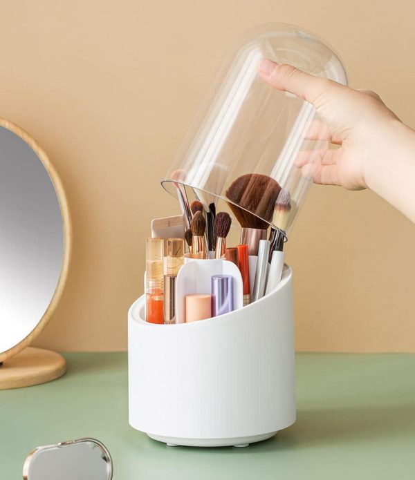 Brush Container Makeup Brush Holder Dust-proof Rotating Plastic Lipstick Eyebrow Pencil Vanity Supplies