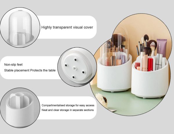 Brush Container Makeup Brush Holder Dust-proof Rotating Plastic Lipstick Eyebrow Pencil Vanity Supplies