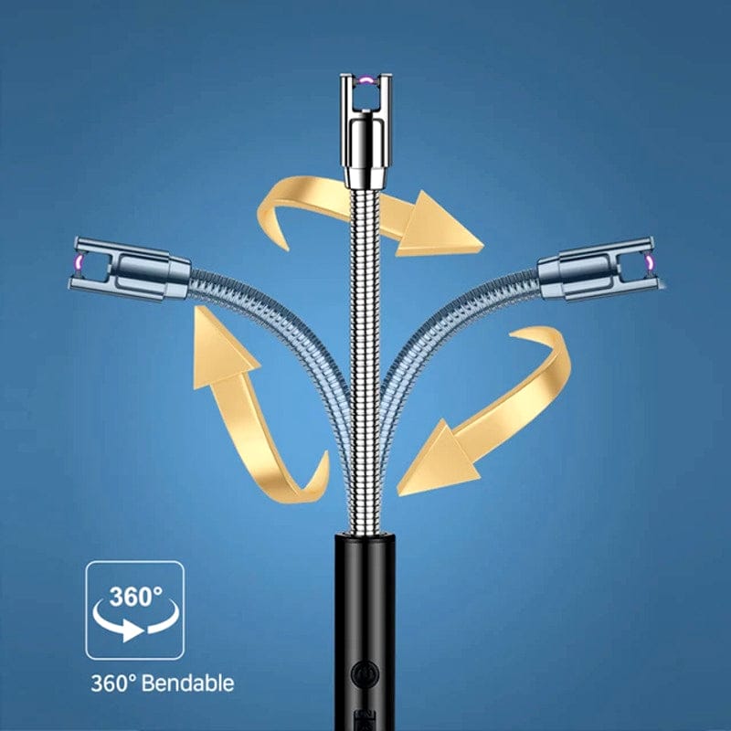 360° Flexible Neck USB Pulse Arc Lighter – Rechargeable Flameless Ignition for Candles, Kitchen Stoves & Outdoor BBQ