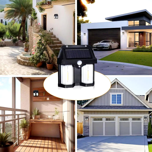 Dual Head Solar Motion Sensor Wall Lamp – Durable IP65 Waterproof Outdoor Lighting