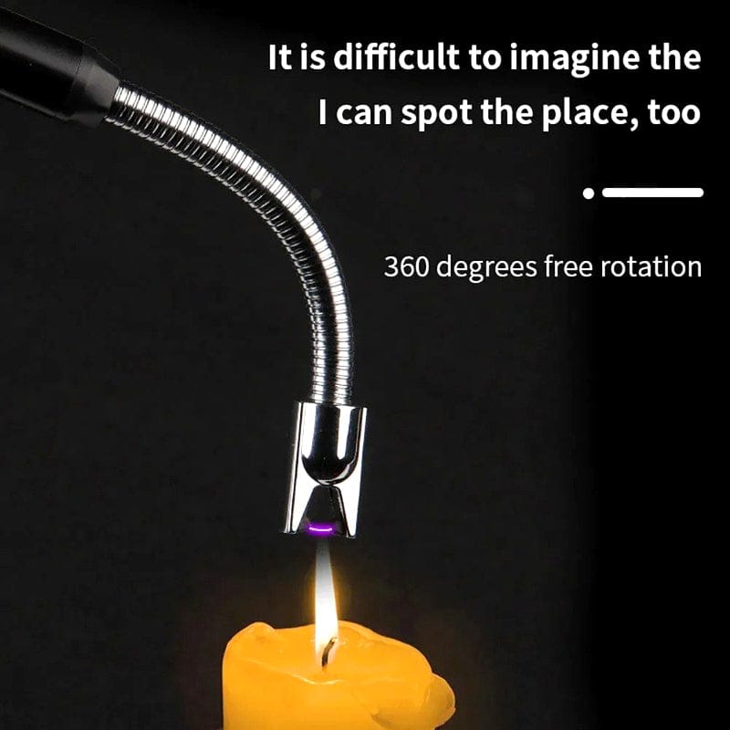 360° Flexible Neck USB Pulse Arc Lighter – Rechargeable Flameless Ignition for Candles, Kitchen Stoves & Outdoor BBQ