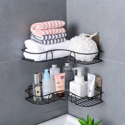 Metal Corner Rack For Bathroom & Kitchen | Bathroom Metal Shelf Organizer | Storage Rack Corner Frame Shampoo Storage Holder | Wall Mount Bathroom Accessories