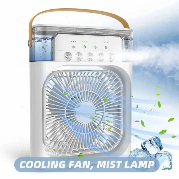 4-In-1 Multi-Functional Portable Air Humidifier Cooling USB Fan With 7-Color Night Light