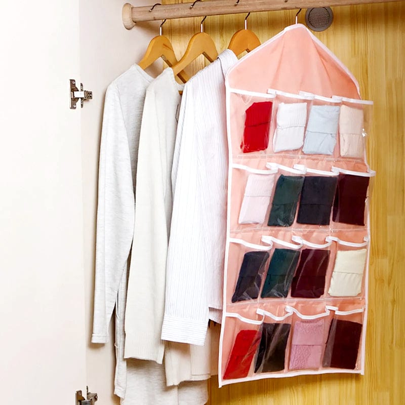 16-Pocket Multifunctional Hanging Organizer – Clear Door/Wall Storage Bag for Baby Clothes, Socks & Accessories