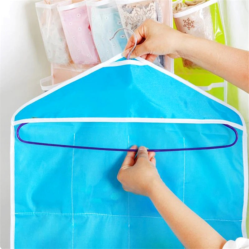 16-Pocket Multifunctional Hanging Organizer – Clear Door/Wall Storage Bag for Baby Clothes, Socks & Accessories
